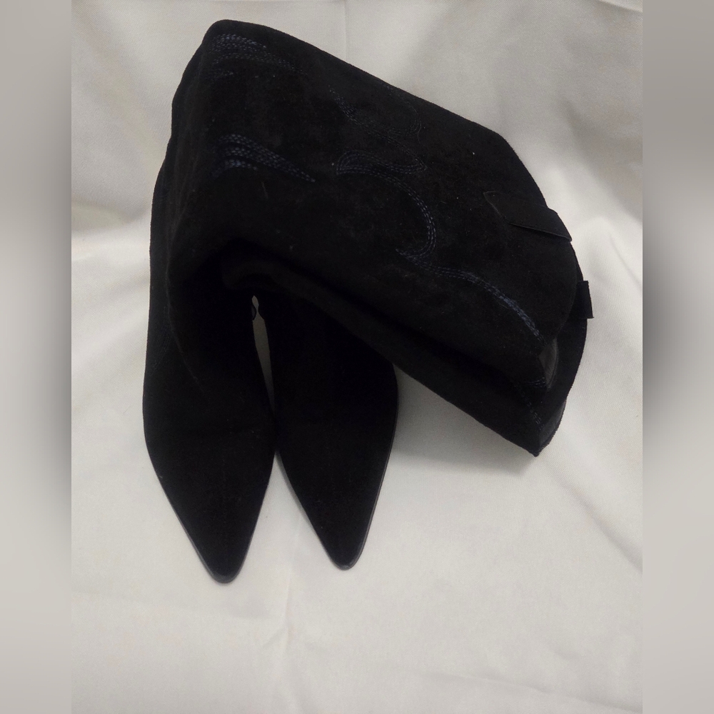 Black Suede Pointed Toe Boots